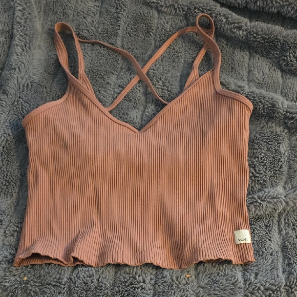 Vuori Tops - Vuori Brown Ribbed Crop Camisole
